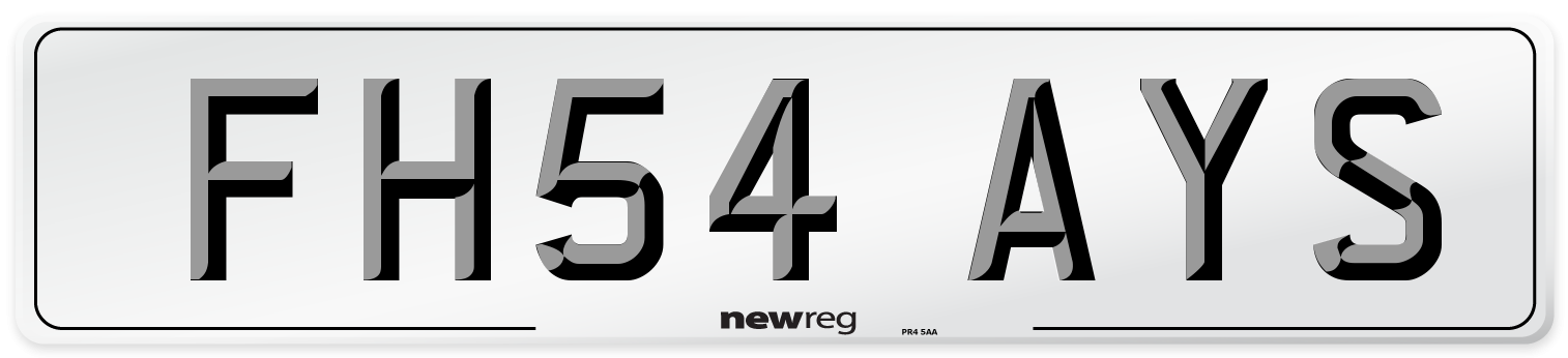 FH54 AYS Number Plate from New Reg